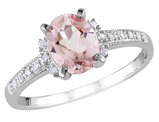 1.14 Carat (ctw) Morganite Ring with Diamonds in Sterling Silver